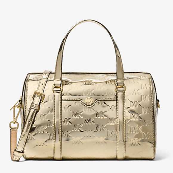 MICHAEL KORS Jet Set Medium Metallic Logo Debossed Satchel
Pale Gold
NWT - Picture 4 of 16
